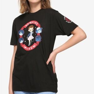 Stranger Things Black Graphic T-Shirt with Cartoon Characters